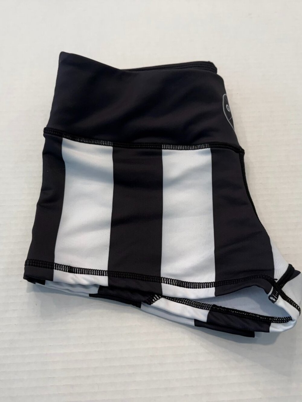 Girls Who Powerlift "Referee" Shorts | Black/White Striped | XL | EUC